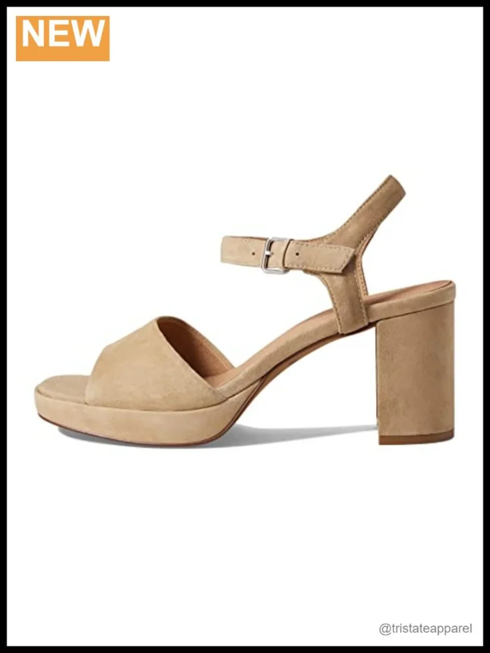 Madewell Daphne Suede Platform Heel Square Toe Buckle Ankle Strap